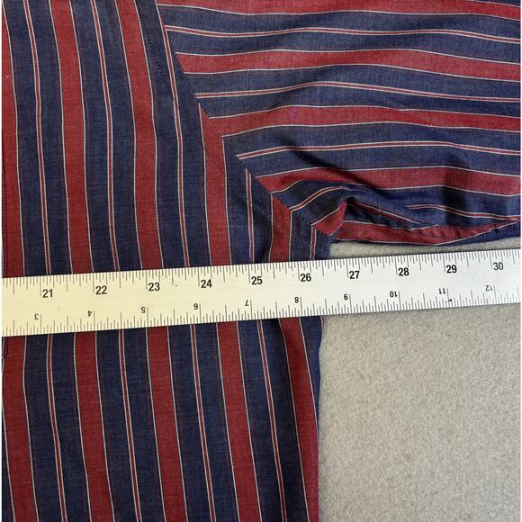LL Bean Button Up Shirt Mens XL Red Blue Striped Dress Workwear Business Casual - Picture 3 of 7